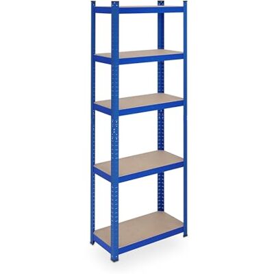 Relaxdays Rek voor zware lasten, 180 x 60 x 30 cm, tot 500 kg, 5 niveaus, staal, blauw Relaxdays Rek voor zware lasten, 180 x 60 x 30 cm, tot 500 kg, 5 niveaus, staal, blauw