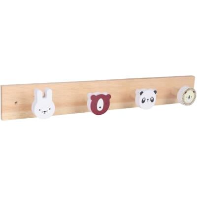 Relaxdays Kinderkapstok dieren, meerkleurig Wandstang met 4 haken, 5 x 36 x 5 cm, hout en MDF Relaxdays Kinderkapstok dieren, meerkleurig Wandstang met 4 haken, 5 x 36 x 5 cm, hout en MDF
