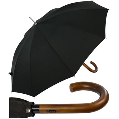 iX-brella Automatische paraplu voor heren met rond handvat van echt hout iX-brella Automatische paraplu voor heren met rond handvat van echt hout