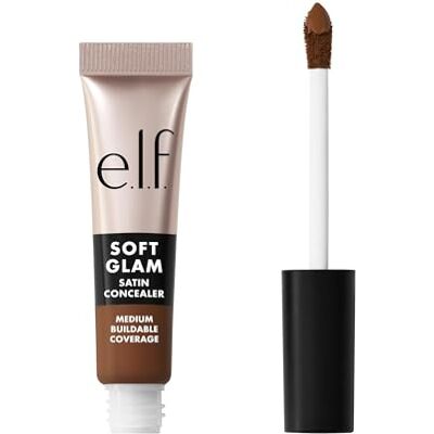 e.l.f. zachte glam satijnen concealer, gemiddelde dekking, verbergt puistjes en donkere kringen, zonder scheuren, langdurige grip, veganistisch en dierproefvrij, 54 Deep Neutral e.l.f. zachte glam satijnen concealer, gemiddelde dekking, verbergt puistjes en donkere kringen, zonder scheuren, langdurige grip, veganistisch en dierproefvrij, 54 Deep Neutral