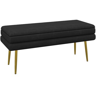 HOMCOM Opbergbank, bedpunt, 100 x 37,5 x 42 cm, zwart en goud HOMCOM Opbergbank, bedpunt, 100 x 37,5 x 42 cm, zwart en goud