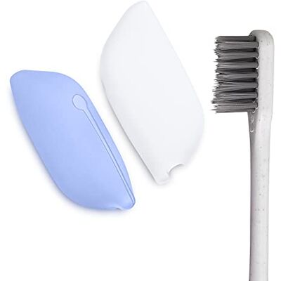 kwmobile 2 x tandenborstelkop-beschermhoes, tandenborstelkop-bescherming, siliconen dop voor reizen, blauw-wit, blauw-wit kwmobile 2 x tandenborstelkop-beschermhoes, tandenborstelkop-bescherming, siliconen dop voor reizen, blauw-wit, blauw-wit