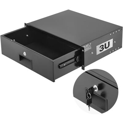 VEVOR 3U rackmontagelade, maximaal draagvermogen 22,7 kg, afsluitbare serverkast behuizing, uittrekbare lade met slot en kabelmanagementgaten, voor rack of kast VEVOR 3U rackmontagelade, maximaal draagvermogen 22,7 kg, afsluitbare serverkast behuizing, uittrekbare lade met slot en kabelmanagementgaten, voor rack of kast