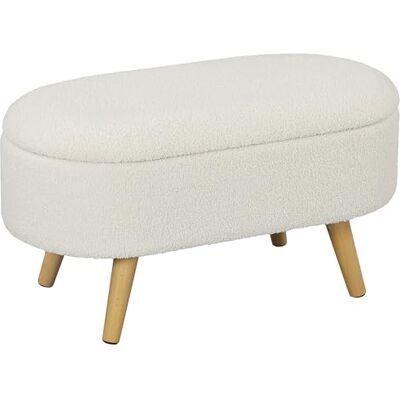 HOMCOM Opbergbank, pluche, teddy-deksel, 82 x 41 x 45 cm, wit HOMCOM Opbergbank, pluche, teddy-deksel, 82 x 41 x 45 cm, wit