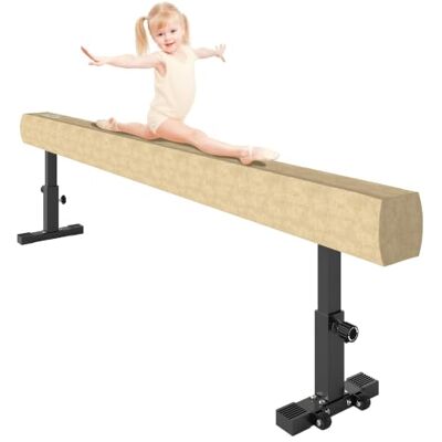 HOMCOM Gymnastiekbalk, 226 cm, antislip, met wielen, bruin In hoogte verstelbaar, balansbalk, van staal en massief hout, voor evenwichtstraining HOMCOM Gymnastiekbalk, 226 cm, antislip, met wielen, bruin In hoogte verstelbaar, balansbalk, van staal en massief hout, voor evenwichtstraining