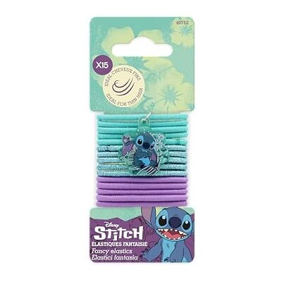 Disney Stitch Fijne haarelastiekjes met bedel LILO & STITCH 15 stuks zonder metalen clip officieel product Disney Stitch Fijne haarelastiekjes met bedel LILO & STITCH 15 stuks zonder metalen clip officieel product