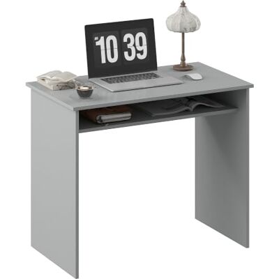 HOMCOM Computerbureau met 1 plank, 90 x 50 x 74 cm, grijs Computertafel, eenvoudig, compact, spaanplaat HOMCOM Computerbureau met 1 plank, 90 x 50 x 74 cm, grijs Computertafel, eenvoudig, compact, spaanplaat