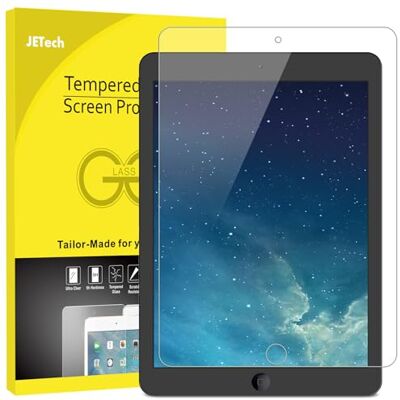 JETech Gehard glas voor iPad 6e/5e generatie 9,7 inch, Air 2/1 & Pro 9,7 Voor iPad 9,7 inch (2018/2017), Air 2/1 (2014/2013) & Pro 9,7 inch (2016), transparant HD, krasbestendige displaybescherming JETech Gehard glas voor iPad 6e/5e generatie 9,7 inch, Air 2/1 & Pro 9,7 Voor iPad 9,7 inch (2018/2017), Air 2/1 (2014/2013) & Pro 9,7 inch (2016), transparant HD, krasbestendige displaybescherming