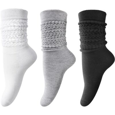 DRESHOW 3 paar extra lange zachte sokken voor dames, hoge gebreide stapel sokken voor herfst en winter, gebreide hoge buissokken Eén maat DRESHOW 3 paar extra lange zachte sokken voor dames, hoge gebreide stapel sokken voor herfst en winter, gebreide hoge buissokken Eén maat