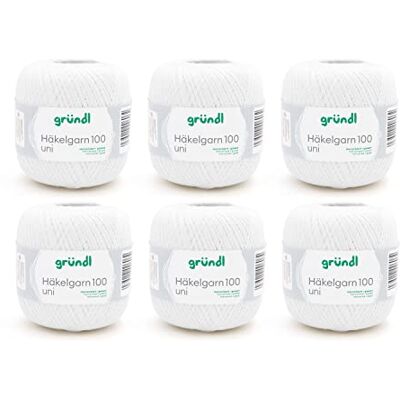 Gründl , 6 x 100 g haakgaren katoen wit 30x21x11 cm 600 Gründl , 6 x 100 g haakgaren katoen wit 30x21x11 cm 600
