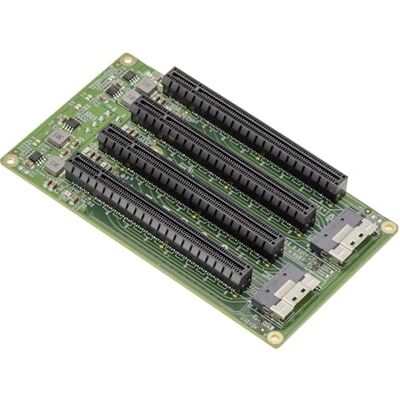 KALEA-INFORMATIQUE 2-poorts SFF-8654 8i naar 4X PCIe Gen 4.0 x4 adapterkaart met PCIe x16 fysieke connectoren KALEA-INFORMATIQUE 2-poorts SFF-8654 8i naar 4X PCIe Gen 4.0 x4 adapterkaart met PCIe x16 fysieke connectoren