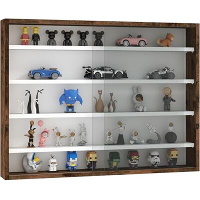 HOMCOM Vitrine voor collectie met 4 planken, 80 x 9,5 x 60 cm, bruin HOMCOM Vitrine voor collectie met 4 planken, 80 x 9,5 x 60 cm, bruin