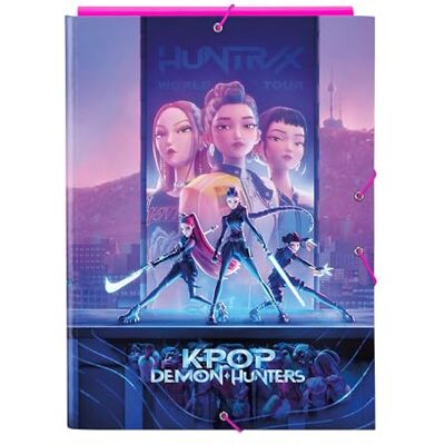 safta K-POP Demon Hunters Stationery Classeur Folio avec 3 rabats, idéal pour les enfants de différents âges, confortable et polyvalent, résistance, 26 x 36,5 cm safta K-POP Demon Hunters Stationery Classeur Folio avec 3 rabats, idéal pour les enfants de différents âges, confortable et polyvalent, résistance, 26 x 36,5 cm
