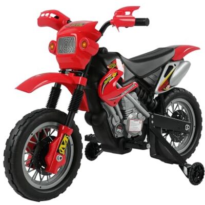 HOMCOM Elektrische motorcrossfiets, voor kinderen 3-6 jaar, 6 V, koplampen, claxon, muziek,102 x 53 x 66 cm, rood en zwart Moto Cross pour Enfants, Batterie 6 V, Phares, Musiques, Roues d'Entraînement, Charge 25KG HOMCOM Elektrische motorcrossfiets, voor kinderen 3-6 jaar, 6 V, koplampen, claxon, muziek,102 x 53 x 66 cm, rood en zwart Moto Cross pour Enfants, Batterie 6 V, Phares, Musiques, Roues d'Entraînement, Charge 25KG
