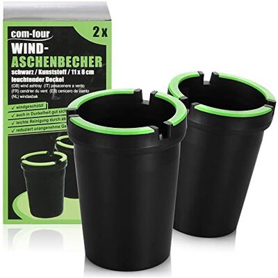 com-four ® 2x asbakken voor buiten windasbakken stormasbakken met lichtgevende afdekkingen auto-asbakken, Ø 8 cm (02 stuks zwart) com-four ® 2x asbakken voor buiten windasbakken stormasbakken met lichtgevende afdekkingen auto-asbakken, Ø 8 cm (02 stuks zwart)