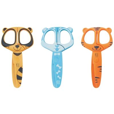 Creative 3 paar kinderscharen, wasbeer, hond, tijger, 11,9 cm, met veilige afgeronde punten, voor links- en rechtshandigen, schoolbenodigdheden voor kunst en Creative 3 paar kinderscharen, wasbeer, hond, tijger, 11,9 cm, met veilige afgeronde punten, voor links- en rechtshandigen, schoolbenodigdheden voor kunst en