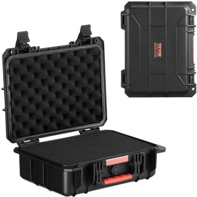 VEVOR Weerbestendige harde koffer met voorgesneden schuim en intrekbare handgrepen voor op reis, IP67 waterdichte behuizing voor camera's, zwart, 38 x 30 x 14 cm, zwart, 14,96 × VEVOR Weerbestendige harde koffer met voorgesneden schuim en intrekbare handgrepen voor op reis, IP67 waterdichte behuizing voor camera's, zwart, 38 x 30 x 14 cm, zwart, 14,96 ×