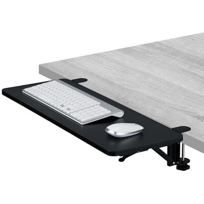 Relaxdays Houder voor toetsenbord of muis, modern design, inklapbaar, eenvoudige montage, blad 65 x 24 cm, zwart Relaxdays Houder voor toetsenbord of muis, modern design, inklapbaar, eenvoudige montage, blad 65 x 24 cm, zwart