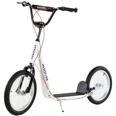 HOMCOM kinderscooter scooter step stadsscooter kinderscooter kickboard met luchtbanden 16 inch wit 139 x 58 x 90-96 cm Plateau antidérapant, doubles freins, pour garçons et filles HOMCOM kinderscooter scooter step stadsscooter kinderscooter kickboard met luchtbanden 16 inch wit 139 x 58 x 90-96 cm Plateau antidérapant, doubles freins, pour garçons et filles