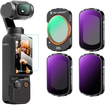 K&F CONCEPT CPL, ND16 + ND64 + ND256 voor DJI Osmo Pocket 3, set van 4 ND magnetische polarisatiekits 28 lagen optisch glas K&F CONCEPT CPL, ND16 + ND64 + ND256 voor DJI Osmo Pocket 3, set van 4 ND magnetische polarisatiekits 28 lagen optisch glas