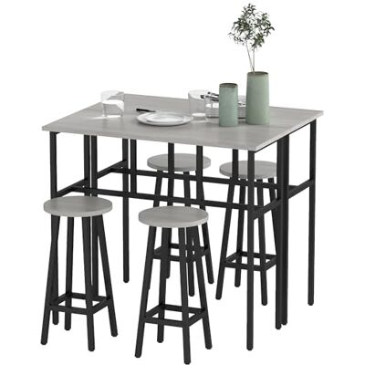 HOMCOM 6-delige bartafelset met krukken, compact grijs HOMCOM 6-delige bartafelset met krukken, compact grijs