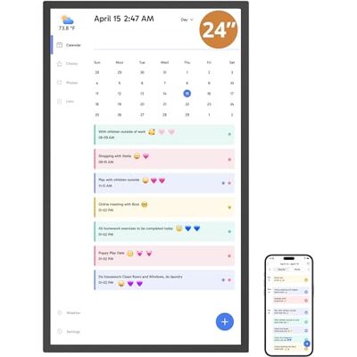 Dragon Digitale kalender 2026, elektronische kalender, 61 cm, planner voor klusjes en huisorganisatie, interactief touchscreen, wandmontage, cadeau voor gezinnen, zwart Dragon Digitale kalender 2026, elektronische kalender, 61 cm, planner voor klusjes en huisorganisatie, interactief touchscreen, wandmontage, cadeau voor gezinnen, zwart
