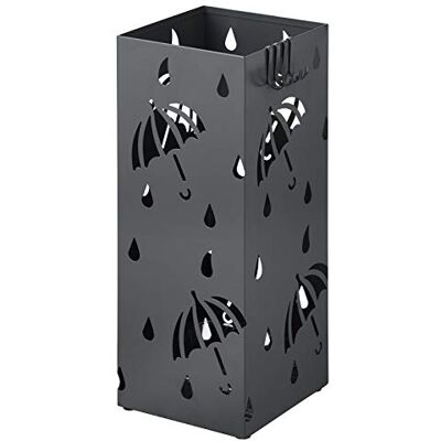WOLTU Paraplustandaard van ijzer, 20 x 20 x 49 cm (l x b x h), paraplustandaard met wateropvangbak, 4 haken voor zakparaplu's, antraciet, rechthoekig, SST02an WOLTU Paraplustandaard van ijzer, 20 x 20 x 49 cm (l x b x h), paraplustandaard met wateropvangbak, 4 haken voor zakparaplu's, antraciet, rechthoekig, SST02an