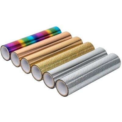 Ideen mit Herz 6 rollen metallic transferfolie gedeeltelijk met holografisch effect voor verschillende oppervlakken, glanzende folie, assortiment 05 Ideen mit Herz 6 rollen metallic transferfolie gedeeltelijk met holografisch effect voor verschillende oppervlakken, glanzende folie, assortiment 05