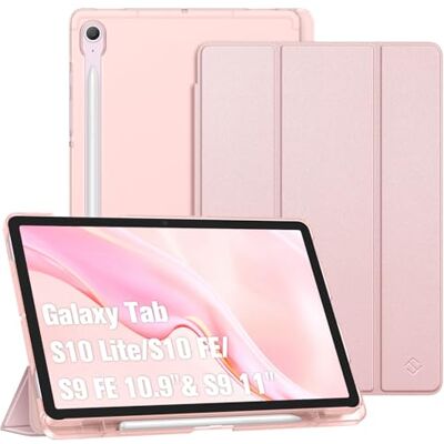 FINTIE Beschermhoes voor Samsung Galaxy Tab S10 Lite 10,9 inch 2025 en Dunne beschermhoes met penhouder, transparante achterkant, automatische slaap/wake-functie, roségoud FINTIE Beschermhoes voor Samsung Galaxy Tab S10 Lite 10,9 inch 2025 en Dunne beschermhoes met penhouder, transparante achterkant, automatische slaap/wake-functie, roségoud