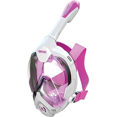 SEAC Magica Full Face snorkelmasker, anti-condens, met zacht gezicht in 4 maten, ontluchtingsventiel en Dry Top snorkel, wit/roze, S/M SEAC Magica Full Face snorkelmasker, anti-condens, met zacht gezicht in 4 maten, ontluchtingsventiel en Dry Top snorkel, wit/roze, S/M