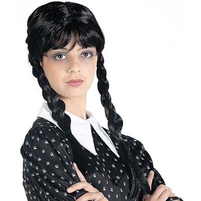 Ciao Polyester Wednesday Addams pruik, 31431, zwart Ciao Polyester Wednesday Addams pruik, 31431, zwart