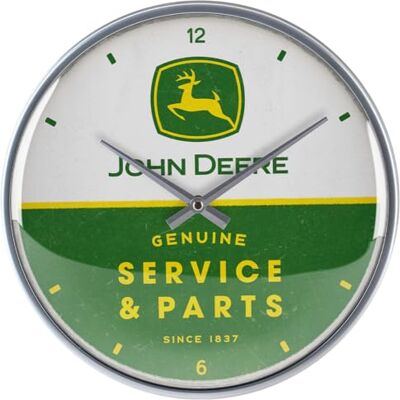 Retro klok, Ø 31 cm, John Deere Service & Parts cadeau-idee voor tractorfans, wanddecoratie, keuken, vintage design Retro klok, Ø 31 cm, John Deere Service & Parts cadeau-idee voor tractorfans, wanddecoratie, keuken, vintage design