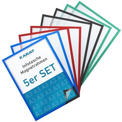 KARAT Set van 5 magnetische lijsten DIN A3 documententas voor foto's en portemonnee (buitenmaat: 118 cm KARAT Set van 5 magnetische lijsten DIN A3 documententas voor foto's en portemonnee (buitenmaat: 118 cm