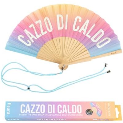 Fisura Originele waaier met boodschap "C*zzo Di Caldo" – modern, grappig, kleurverloop met ophanging – gloeit in het donker – 42,5 x 23 cm Fisura Originele waaier met boodschap "C*zzo Di Caldo" – modern, grappig, kleurverloop met ophanging – gloeit in het donker – 42,5 x 23 cm