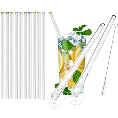 com-four ® 10 x glazen rietjes, herbruikbare glazen rietjes met borstel com-four ® 10 x glazen rietjes, herbruikbare glazen rietjes met borstel