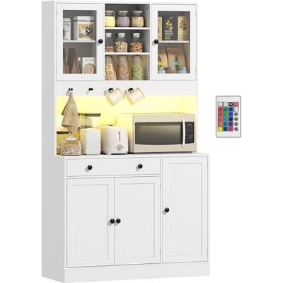 HOMCOM Keukenkast met led en stekkerdoos, 103 x 40 x 180 cm, wit HOMCOM Keukenkast met led en stekkerdoos, 103 x 40 x 180 cm, wit