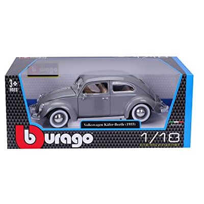Bburago Volkswagen Lieveheersbeestje (1955): modelauto in schaal 1:18, beweegbare deuren, kofferbak en motorkap, grijs (18-12029G) Bburago Volkswagen Lieveheersbeestje (1955): modelauto in schaal 1:18, beweegbare deuren, kofferbak en motorkap, grijs (18-12029G)