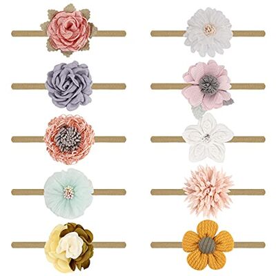 DRESHOW 10 stuks haarlintjes voor baby‘s, voor meisjes, haaraccessoires, kinderen, tulband, haarband Eén maat DRESHOW 10 stuks haarlintjes voor baby‘s, voor meisjes, haaraccessoires, kinderen, tulband, haarband Eén maat