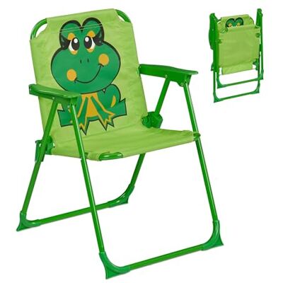 Relaxdays Klapstoel voor kinderen, campingstoel met kikkerpatroon, 51,5 x 36 x 37,5 cm (h x b x d), picknickstoel voor buiten, klapstoel, meerkleurig Relaxdays Klapstoel voor kinderen, campingstoel met kikkerpatroon, 51,5 x 36 x 37,5 cm (h x b x d), picknickstoel voor buiten, klapstoel, meerkleurig