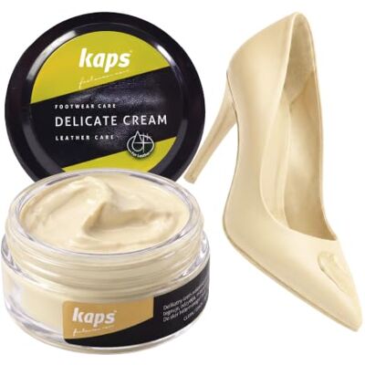 Kaps Delicate Cream Professionele crème Schoencrème en verzorging voor het reinigen en opfrissen van natuurlijk leer en kunstleer (50 ml) 50ml - 1.70 fl.oz. Kaps Delicate Cream Professionele crème Schoencrème en verzorging voor het reinigen en opfrissen van natuurlijk leer en kunstleer (50 ml) 50ml - 1.70 fl.oz.
