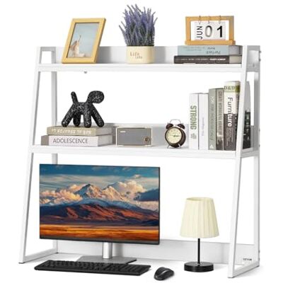 VEVOR Bureaurek met 2 niveaus, bureauboekenkast 95 x 32 x 90 cm, bureau-organizer met antislip voeten, stabiele opbergstandaard voor thuis, slaapzaal, wit VEVOR Bureaurek met 2 niveaus, bureauboekenkast 95 x 32 x 90 cm, bureau-organizer met antislip voeten, stabiele opbergstandaard voor thuis, slaapzaal, wit