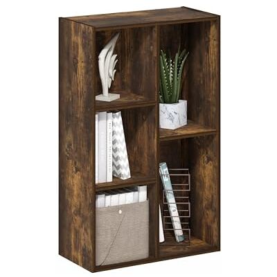 Furinno Luder Open rek, omkeerbaar, 5 dobbelstenen, grenen amber Furinno Luder Open rek, omkeerbaar, 5 dobbelstenen, grenen amber