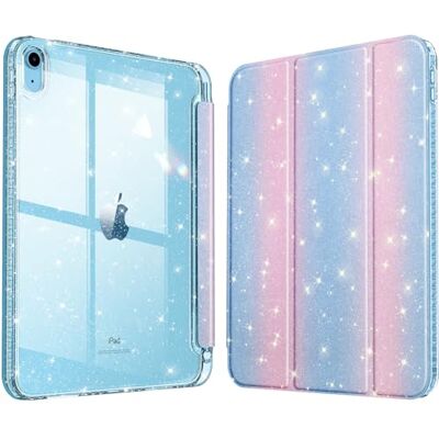 FINTIE Glitterhoes voor iPad A16 11e generatie 11 inch/iPad 10e generatie Glinsterende etui met penhouder, transparante beschermhoes, glanzend, schokbestendig, roze/blauw FINTIE Glitterhoes voor iPad A16 11e generatie 11 inch/iPad 10e generatie Glinsterende etui met penhouder, transparante beschermhoes, glanzend, schokbestendig, roze/blauw