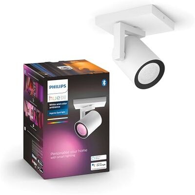 Philips White & Colour Ambiance Argenta plafondlamp met enkele spot, dimbare led-spots voor het Hue-systeem, Slimme lichtregeling via stem en app, wit Philips White & Colour Ambiance Argenta plafondlamp met enkele spot, dimbare led-spots voor het Hue-systeem, Slimme lichtregeling via stem en app, wit
