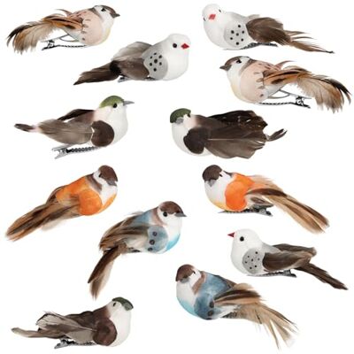 com-four ® 12 x decoratieve vogels, synthetische modellen in 4 verschillende tinten com-four ® 12 x decoratieve vogels, synthetische modellen in 4 verschillende tinten