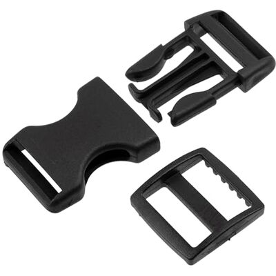 AERZETIX Set van 6 verstelbare gespen met snelsluiting + 6 schuifgespen voor het aanpassen van riemen en bandjes lus 25 mm van kunststof in de kleur zwart AERZETIX Set van 6 verstelbare gespen met snelsluiting + 6 schuifgespen voor het aanpassen van riemen en bandjes lus 25 mm van kunststof in de kleur zwart