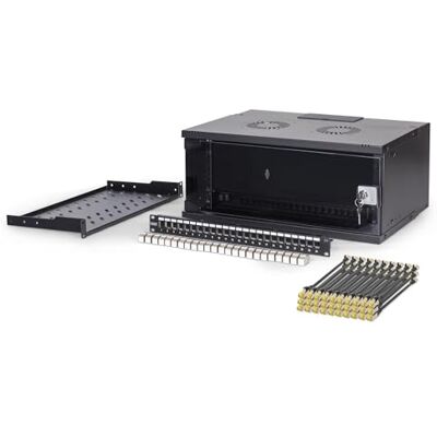 Digitus 19 inch netwerkkit SOHO PRO 4U netwerkkast 1U plank 24 poorten patchpaneel 24 keystone-modules 30 patchkabels niet gemonteerd zwart Digitus 19 inch netwerkkit SOHO PRO 4U netwerkkast 1U plank 24 poorten patchpaneel 24 keystone-modules 30 patchkabels niet gemonteerd zwart
