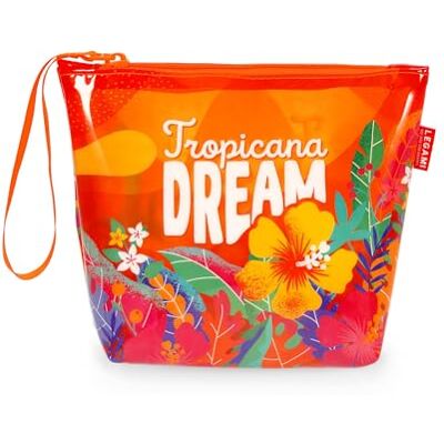 Legami Transparante strandtas, Tropicana Dream, oranje, TPU, waterdicht, ritssluiting, 20 x 16 cm Legami Transparante strandtas, Tropicana Dream, oranje, TPU, waterdicht, ritssluiting, 20 x 16 cm
