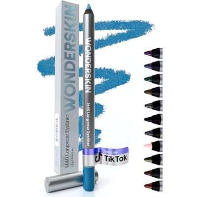 Wonderskin 1440 eyelinerstift, blauw, waterdicht, lange grip Waterdichte lichtblauwe eyeliner in potlood: tot 24 uur zonder vlekken of overdracht, voor een nauwkeurige of schaduwlijn Wonderskin 1440 eyelinerstift, blauw, waterdicht, lange grip Waterdichte lichtblauwe eyeliner in potlood: tot 24 uur zonder vlekken of overdracht, voor een nauwkeurige of schaduwlijn