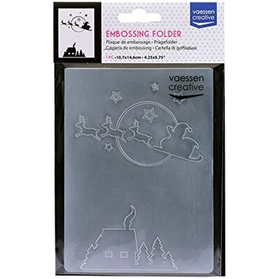 Creative Embossingplaat, vliegende slee van de vader, 14,6 x 10,8 x 0,5 cm, 1 stuk, verjaardag, geboorte, kerstkaarten en papieren knutselwerk, transparant, 6 x 10,8 x 0,5 cm Creative Embossingplaat, vliegende slee van de vader, 14,6 x 10,8 x 0,5 cm, 1 stuk, verjaardag, geboorte, kerstkaarten en papieren knutselwerk, transparant, 6 x 10,8 x 0,5 cm